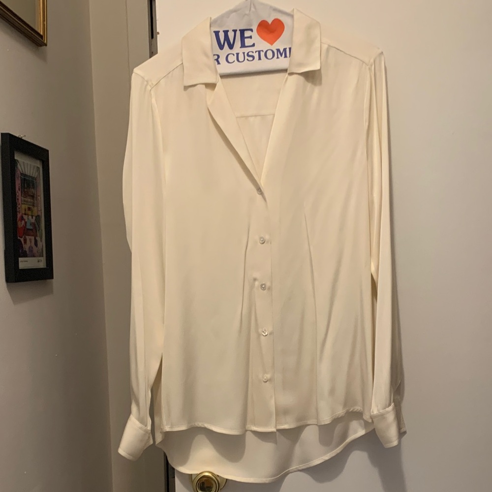 Quince Silk Cream Button-Up Blouse
